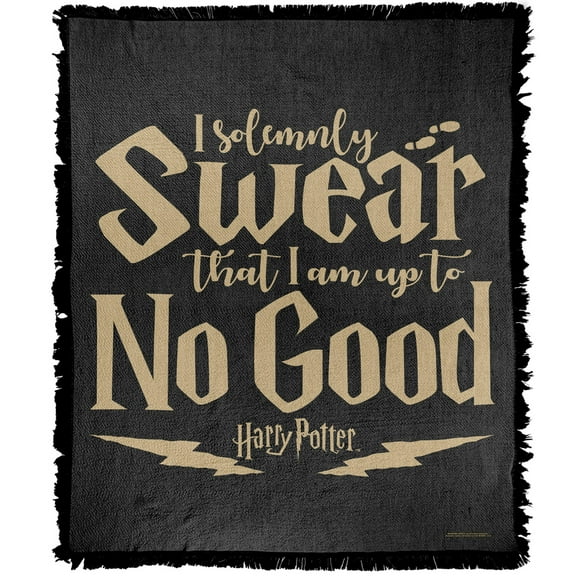 Harry Potter Blanket, 50"x60" Swear I Am Up to No Good Woven Tapestry Cotton Blend Fringed Throw Blanket