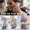 thumbnail image 3 of for iPhone 12 Case Glitter with Rotatable Ring Stand Compatible with MagSafe, Plating Bling Clear Case with Camera Lens Protector Slim Phone Case for Women Girls (Sierra Blue), 3 of 7