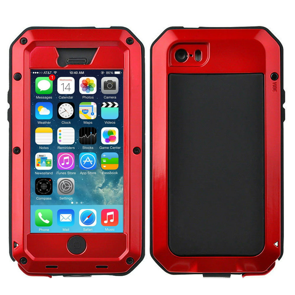 Gorilla Glass Aluminum Alloy Case Heavy Duty (Red) For Apple iPhone 8