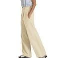 thumbnail image 5 of Prolriy Business Casual Pants for Women, Womens Daily Elastic Waist Pockets Straight Solid Color Casual Pants Loose Long Trousers Women's&nbsp;Pants Work Pants Women Beige L, 5 of 8