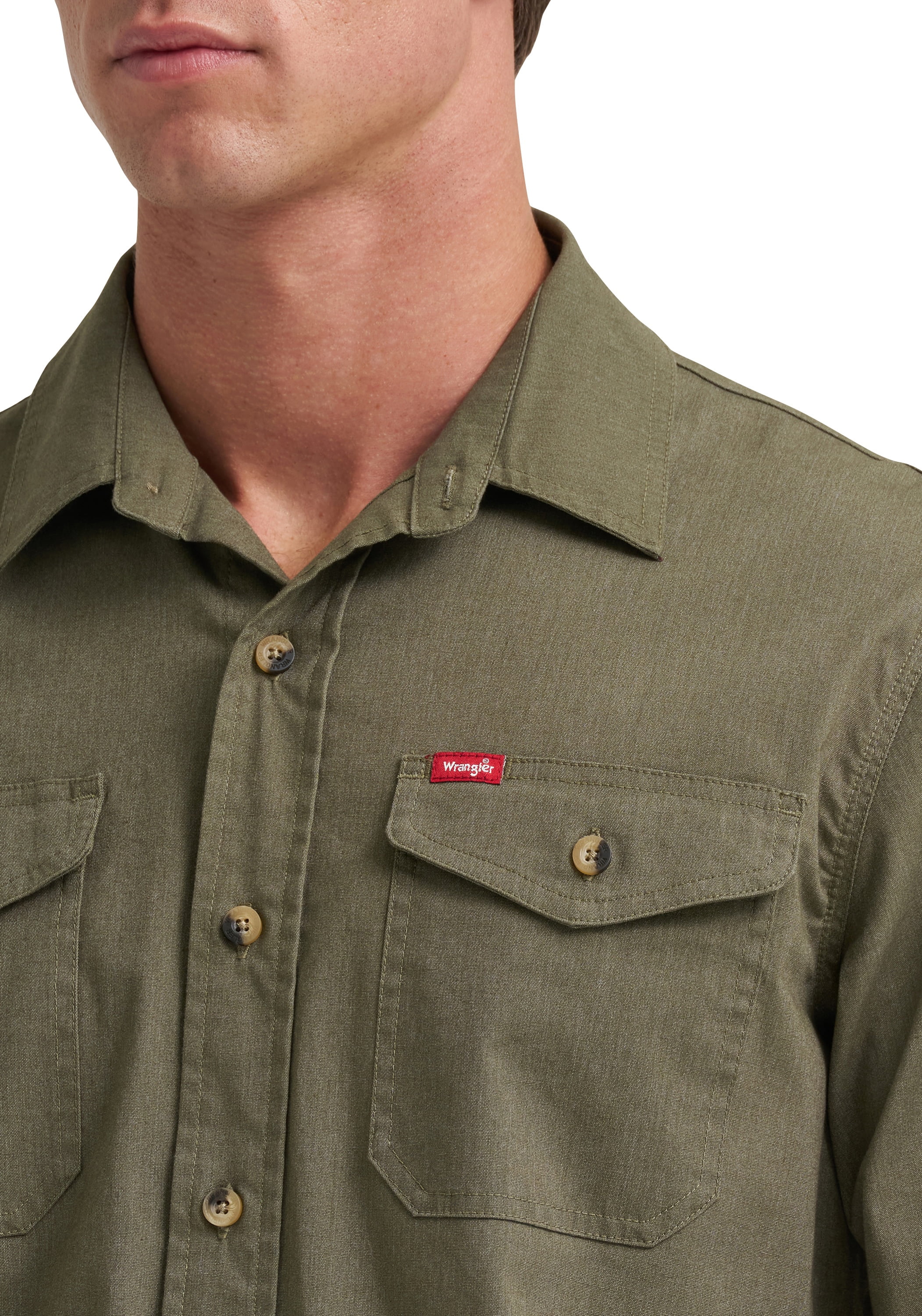 Wrangler® Mens Long Sleeve Heritage Solid Shirt