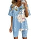 thumbnail image 1 of ICHUANYI Liquidación, Tops de manga corta con cuello en V de verano para mujer, pantalones cortos, ropa cómoda para el hogar, conjuntos de traje de dos piezas ICHUANYI WER2023082201370, 1 of 7