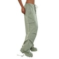 thumbnail image 3 of hirigin Women Low Waist Baggy Cargo Pants Indie Aesthetic Drawstring Loose Pocket Jogger Trousers Hippie Punk Streetwear, 3 of 5
