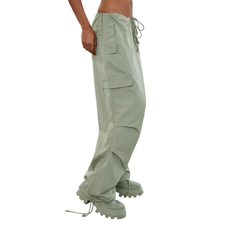 Women Baggy Cargo Pants Low Rise Wide Leg Sweatpants Casual Multi