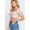 thumbnail image 3 of Short Slv Print Crop Woven Top, 3 of 5