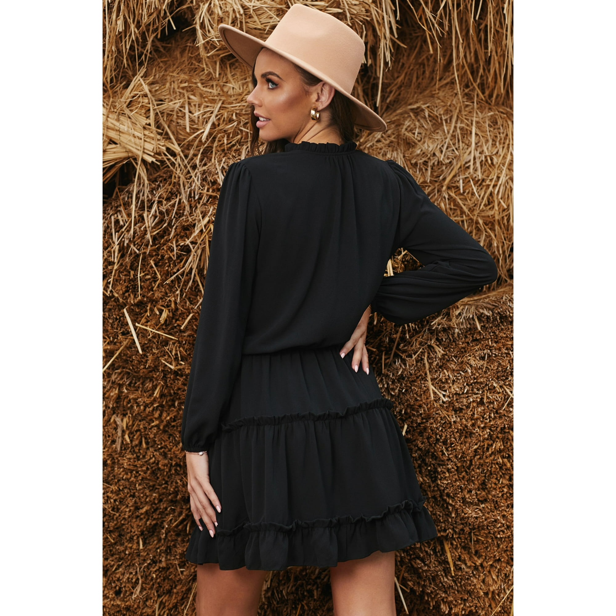 Black tiered mini dress hot sale