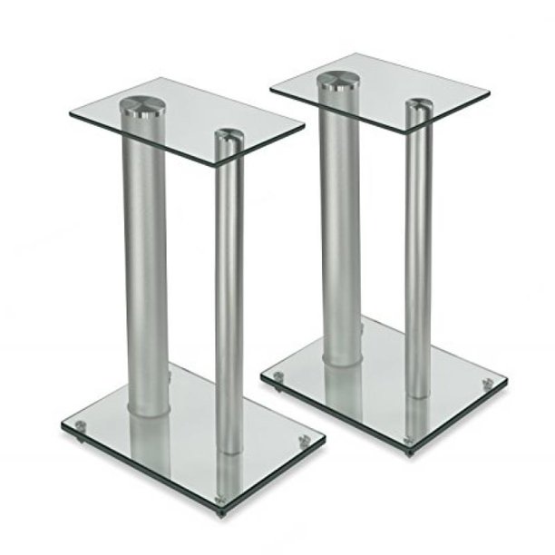 MountIt! Two Premium Aluminum Glass Speaker Stands for Home Theaters