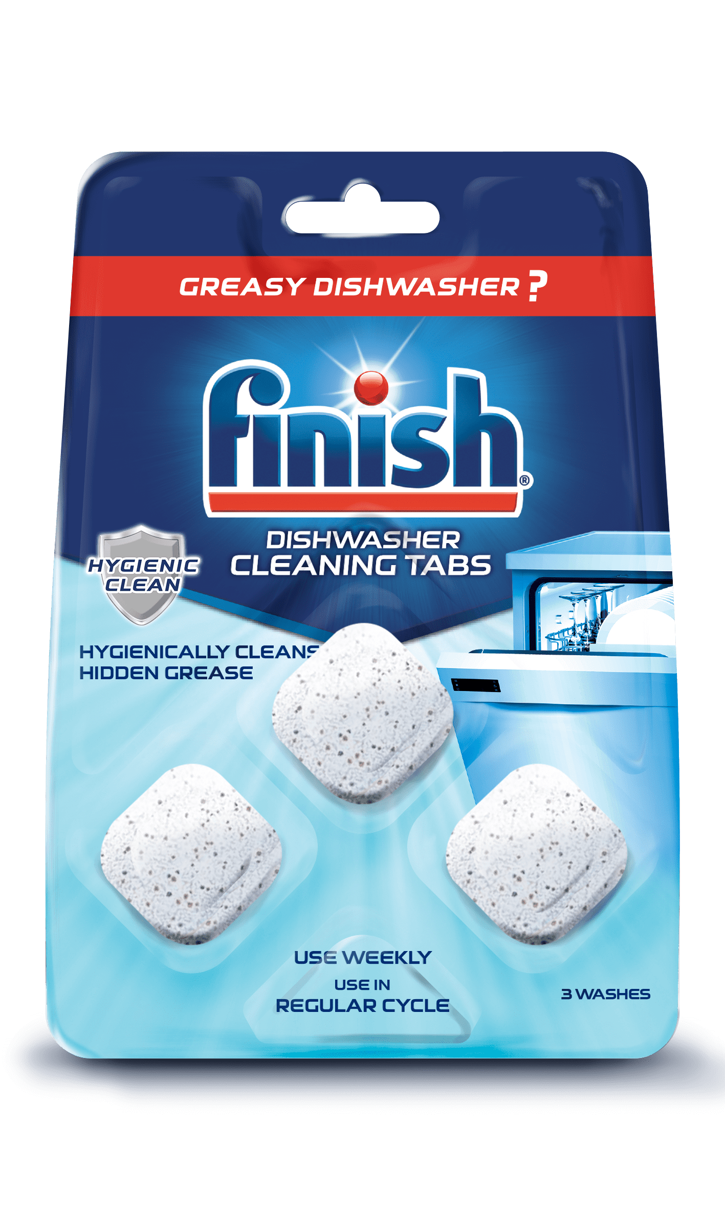 Finish InWash Dishwasher Cleaner Clean Hidden Grease and Grime, 3ct