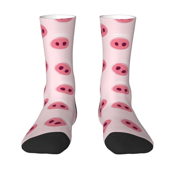 Uemuo Cute Pig Nose Pattern Women's Crew Socks, Soft Durable Breathable Moisture-Wicking with Odor Control Cotton socks