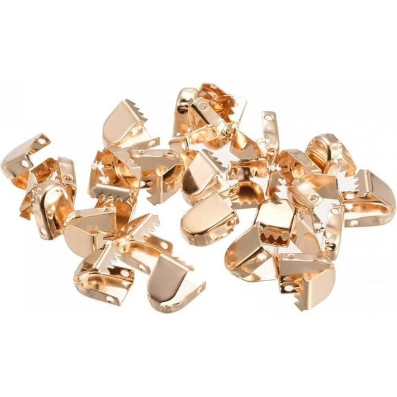 30-PackShoelace End Clips 10x7mm Stainless Steel No Tie Shoe Lace Tips Head Glossy Type, Gold Tone