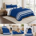 thumbnail image 6 of Full Quilt Set 78''x90'', Blue Striped Lightweight Summer Bedspread Coverlet Set with 2 Pillow Shams, Farmhouse Blue White Stripes Breathable All Season Quilt Bedding for Bedroom/Guest Room, 6 of 9