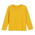 thumbnail image 4 of idosla Girls Crewneck Sweatshirt Long Sleeve Pullover Tops Drop Shoulder Sweatshirts Color Block Ribbed Trim for 5-14 Years (Yellow, 2-3 Years), 4 of 5