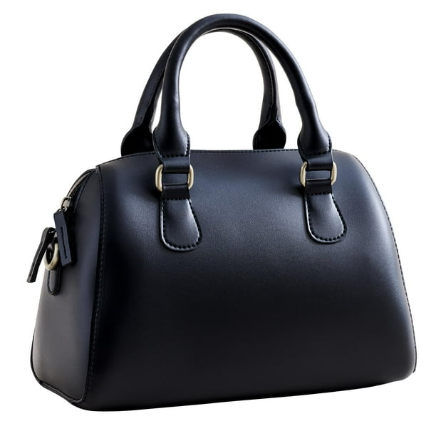 Bolso Boston de cuero vegano para mujer, bolso Vintage con asa superior, bolso informal Retro, bolso de hombro Simple clásico