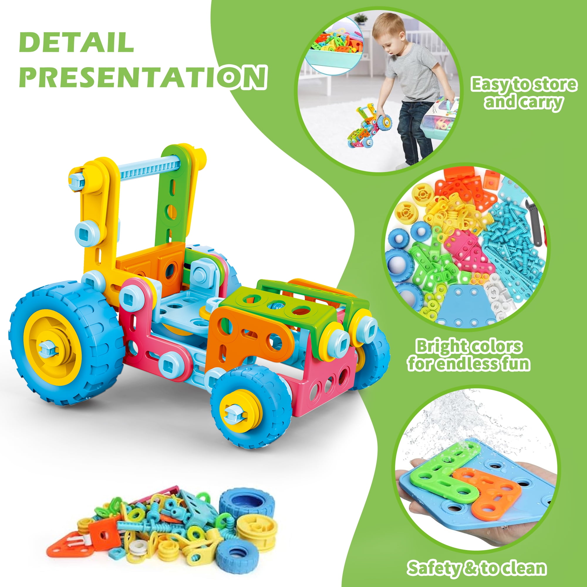 JBeeCtrl STEM Toys for 5 6 7 Year Old Boys Building Toys Blocks Kit Educational Toys Creative Learning Game Engineering Construction Set Christmas Birthday Gifts for 5 6 7 8 Year Old Boys