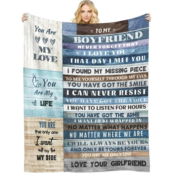 Boyfriend Birthday Gift Throw Blankets I Love You Gifts for Him, to My Boyfriend Blanket Anniversary Romantic Gifts Blanket for Bed Couch, Soft Throw Blankets for Christmas Valentines 40x50inch