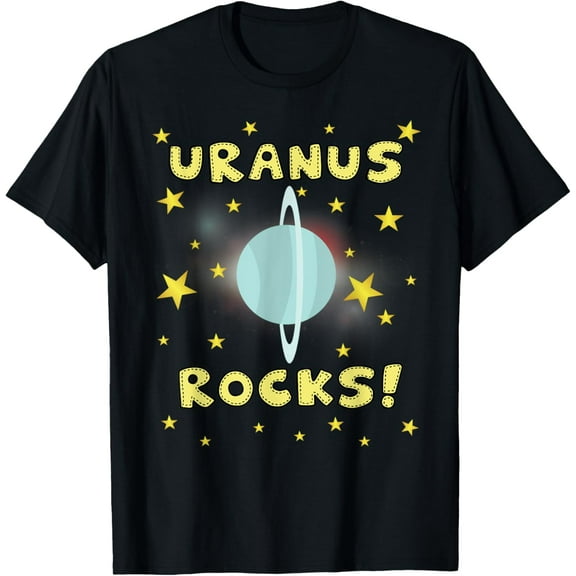 Uranus Rocks Planet T-Shirt - Rings Solar System Space Shirt men and women can wear, black, white, gifts