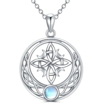 Celtic Witch Knot Pendant Necklace 925 Sterling Silver Moonstone Gothic Witchy Necklace Witch Jewelry Gifts for Mother Wife