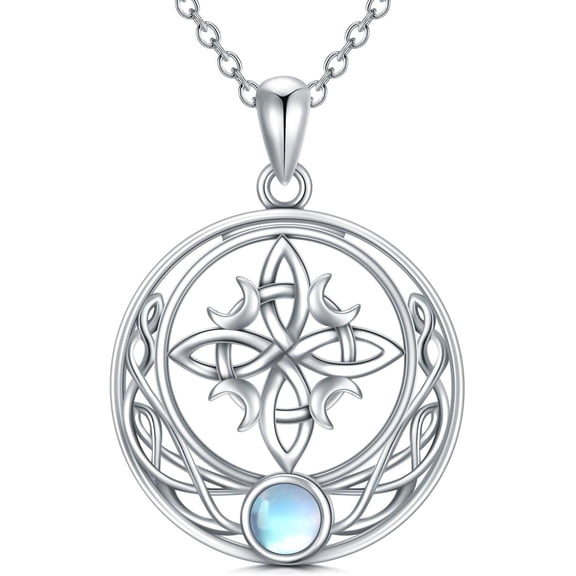 Celtic Witch Knot Pendant Necklace 925 Sterling Silver Moonstone Gothic Witchy Necklace Witch Jewelry Gifts for Mother Wife