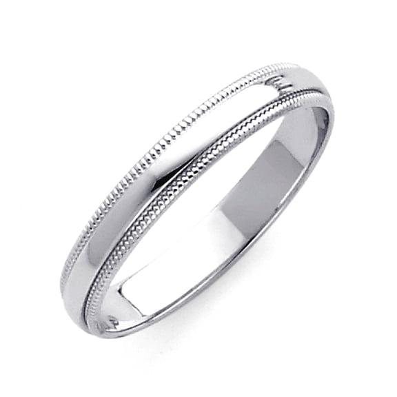 14k White Gold 3mm Milligrain Wedding Band Ring Size 11.5 Wedding Band for Women and Men - 2.0 Grams