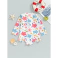 thumbnail image 6 of pengnight Kids Baby Girl Summer Rash Guard Swimsuits,12M 18M 24M 2Tb 3T 4T 5T Floral Print Zipper Long Sleeve One-Piece Jumpsuit Swimwear Toddler Bathing Suits Beachwear, 6 of 9