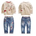 FOCUSNORM Baby Girls Clothing Tops Sweater + Jeans Trousers Outfit Set 2-7 Years