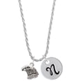 thumbnail image 1 of Delight Jewelry Silvertone Small Falcon - Mascot Silvertone Script Initial Disc - N - Charm Necklace, 20"+3", 1 of 4