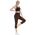 thumbnail image 6 of LIBRCLO Yoga Pants for Women Elastic Waist Casual Leggings Slim Fit Gym Pants with Pockets Brown L, 6 of 8