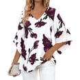 thumbnail image 3 of Jsaierl 3/4 Length Sleeve Tops for Women Casual V Neck Shirts Cute Graphic Ladies Blouses Classic Vacation Tunic Top S-2XL, 3 of 9