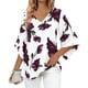 thumbnail image 3 of TaTaai Women's Floral Print V-Neck 3/4 Sleeve Top Loose Fit Lightweight Stretch Elegant Blouse Casual Daily Work Wear Gift, 3 of 8