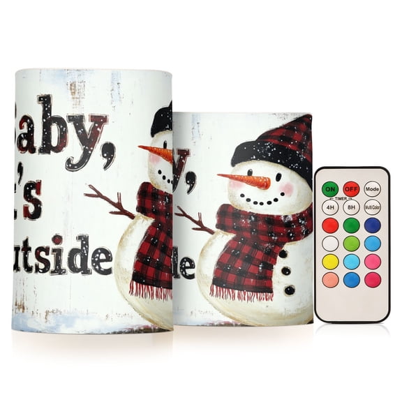 BZSMCE Flameless Candles LED Lights Cute Snowman with Scarf Creativity Battery Candles