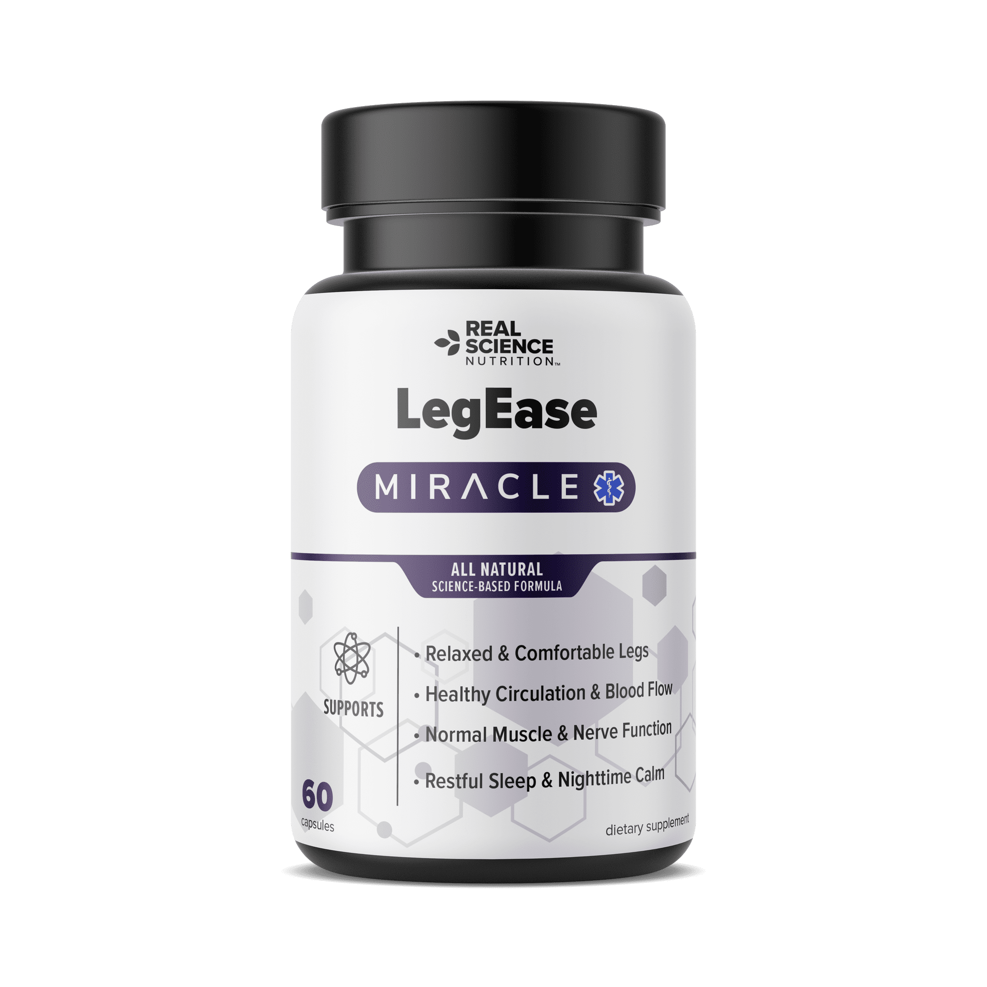 Real Science Nutrition LegEase – Restless Legs Support Supplement with Nitric Oxide – Natural Sleep & Circulation Aid – 60 Capsules