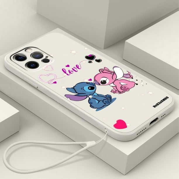 Funda de teléfono de Disney Art Stitch Cool Love para Apple iPhone 14 13 12 Mini 11 XS Pro Max X XR 8 7 6 Plus SE funda de cuerda líquida suave Fivean unisex