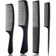 thumbnail image 1 of Peines de 4 piezas para mujeres y hombres, juego de peines de fibra de carbono negra premium para cardar y separar, peines profesionales para estilistas, finos y, 1 of 5
