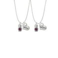 thumbnail image 2 of Delight Jewelry Silvertone 3-D Purple & AB Crystal Owl Mother & Daughter Heart Necklaces (Set of 2), 19"+2", 2 of 4