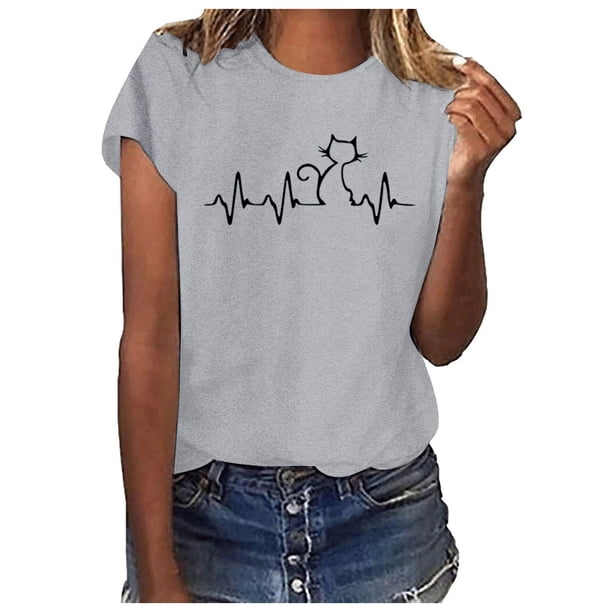 Pntutb Mujeres Niñas Tallas grandes Imprimir Camisetas Camisetas Manga corta Camiseta Blusa tops Pntutb Pntutb-4451