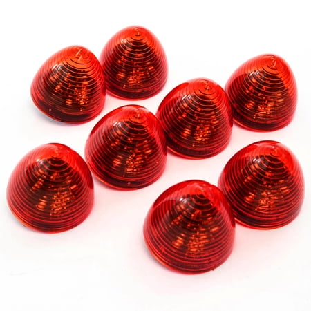 Red Hound Auto 8 Red LED 2 inches Marker Beehive Cone Lights Trailer Auto Bright Lighting