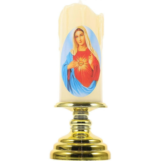 Religious Candle Virgin Mary Candle LED Candle Flameless Candle Light Catholic Prayer Candle