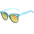 thumbnail image 3 of sunglassLA - Bold Colorful Half-Frame Two-Toned Inset Mirrored Lens Horn Rimmed Sunglasses - 55mm, 3 of 4