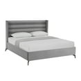 thumbnail image 2 of Inspired Home Montez Upholstered Velvet King Size Wingback Platform Bed, Light Grey, 2 of 7