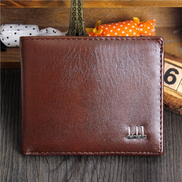 Cartera de cuero para hombre, mini monedero portátil plegable XBTCLXEBCO de color sólido XBTCLXEBCO Talla única;Marrón
