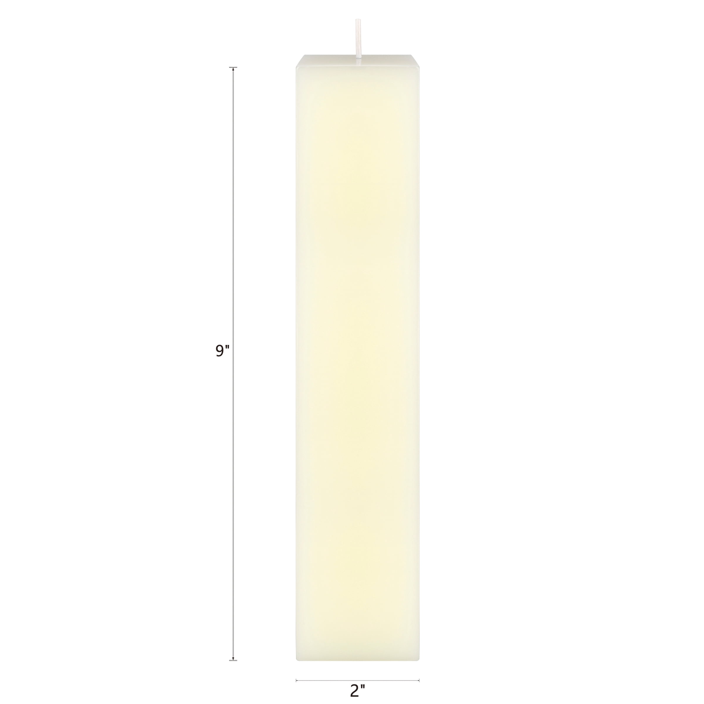 Mega Candles 6 pcs Unscented Ivory Square Pillar Candle, Hand Poured Premium Wax Candles 2 Inch x 9 Inch, Home Décor, Wedding Receptions, Baby Showers, Birthdays, Celebrations, Party Favors & More
