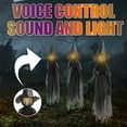 thumbnail image 2 of Matoen 3 Pcak Halloween Witch Props, 5FT Hanging with Red LED Glowing Eyes, Voice Activated Life-Size Spooky Hag for Halloween Party, Haunted House, Yard, Ceiling, Indoor Outdoor Decor, 2 of 9