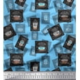 thumbnail image 1 of Soimoi Blue Rayon Crepe Fabric Mocha & Caramel Coffee Beverages Print Fabric by Yard 46 Inch Wide, 1 of 3
