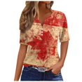 thumbnail image 2 of Fiudx Ofertas Relámpago Blusa de Manga Corta Estampada a La Moda para Mujer, Blusas Informales con Cuello En V, 2 of 4