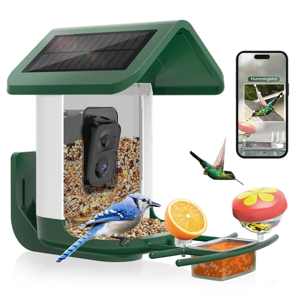 Comedero para aves onlyfly con cámara 2K y Wi‑Fi, alimentado por energía solar