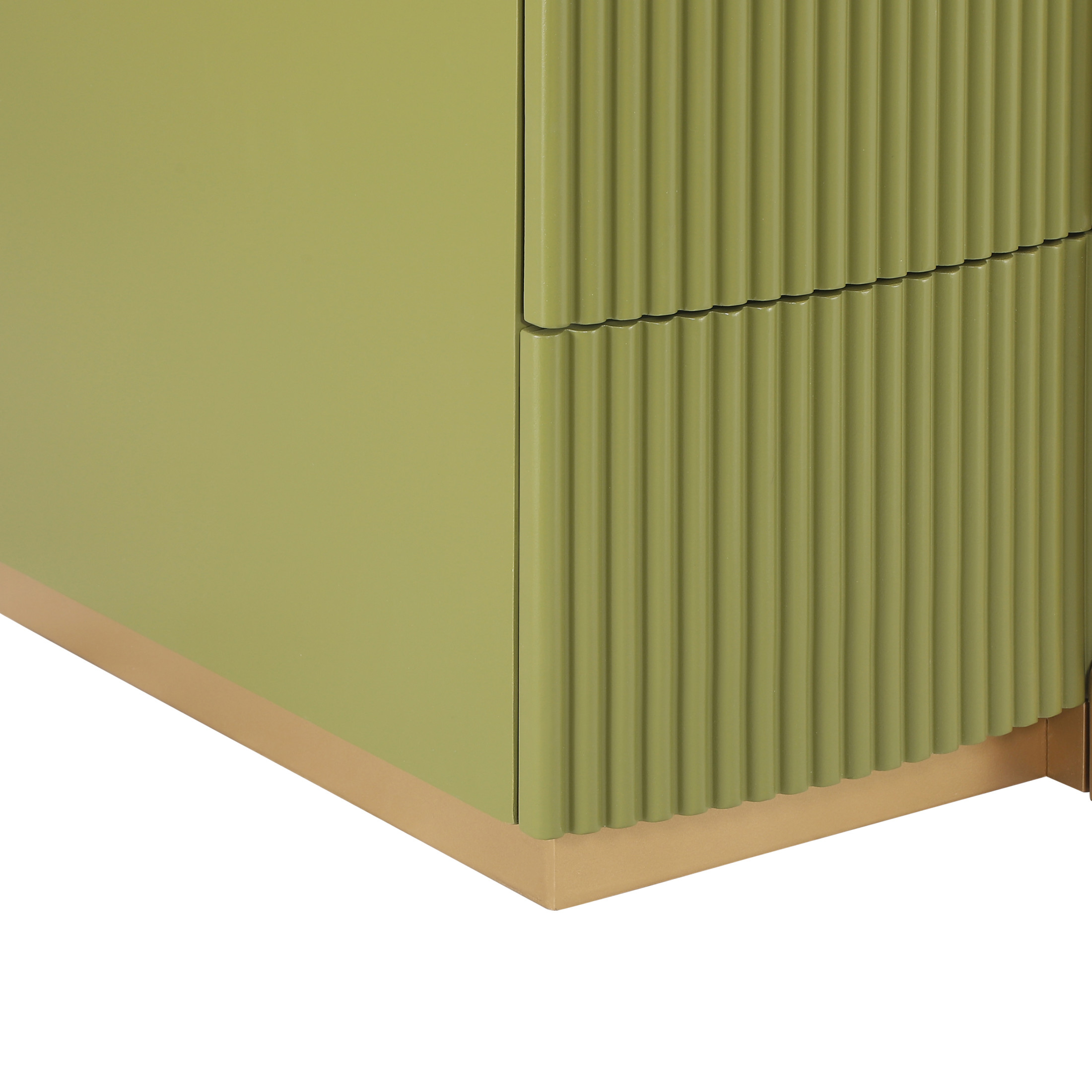 Christopher Knight Home 23.6" Modern Nightstand, 2-Drawer Fluted MDF Bedside Table, Olive Green
