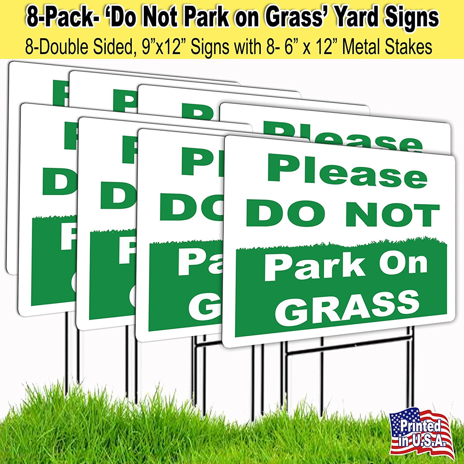 89x12 Please Do Not Park on the Grass Lawn Signs with Hstakes (8)