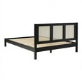 Walker Edison Boho Solid Wood and Rattan Paneled Queen Bedframe, Black ...