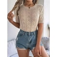 thumbnail image 4 of Blusa de Punto Acanalado con Cuello en V y Corta para Mujer Caqui S, 4 of 10