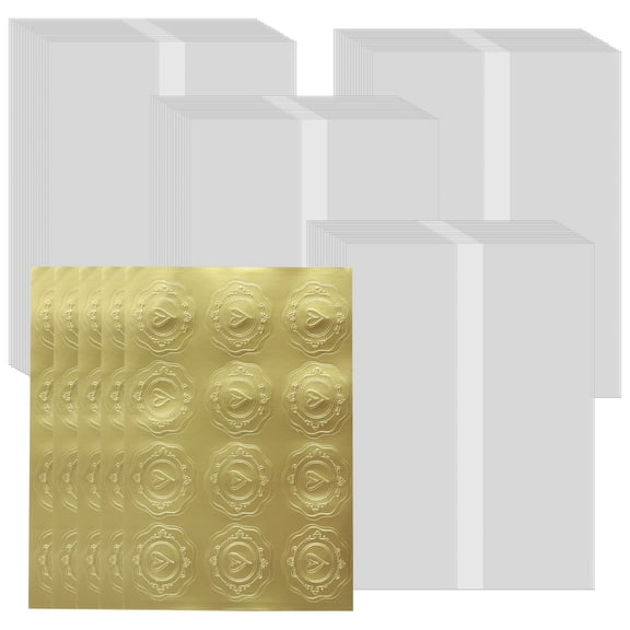 Ikoopy 60 Pack Vellum Jackets for 5x7 Invitations Pre Folded Vellum Paper Jackets with 60 Sealing Stickers Translucent Thickened Vellum Paper Wedding Invitations Wrap Liners for Baby Shower Birthday